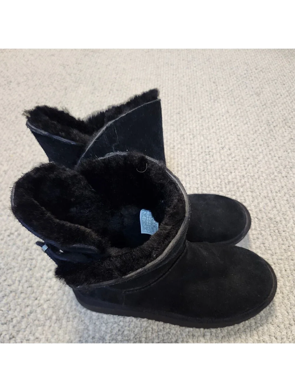 Koolaburra Black Suede Faux Fur Lined Boots Size 9